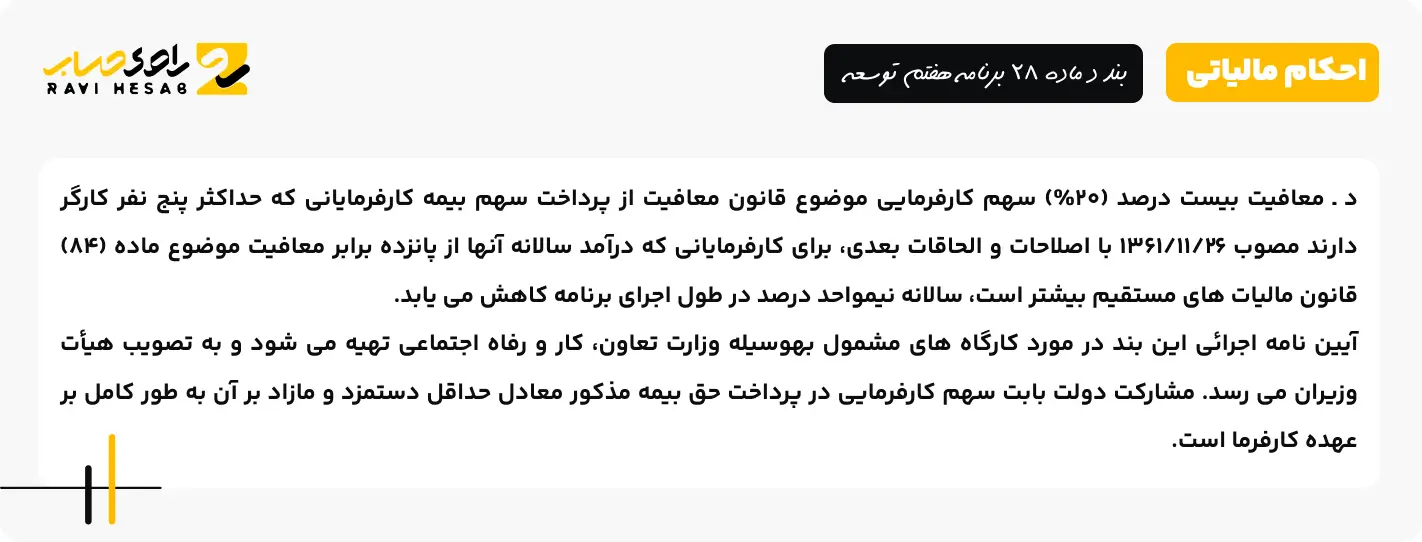 بند د ماده 28 برنامه هفتم توسعه